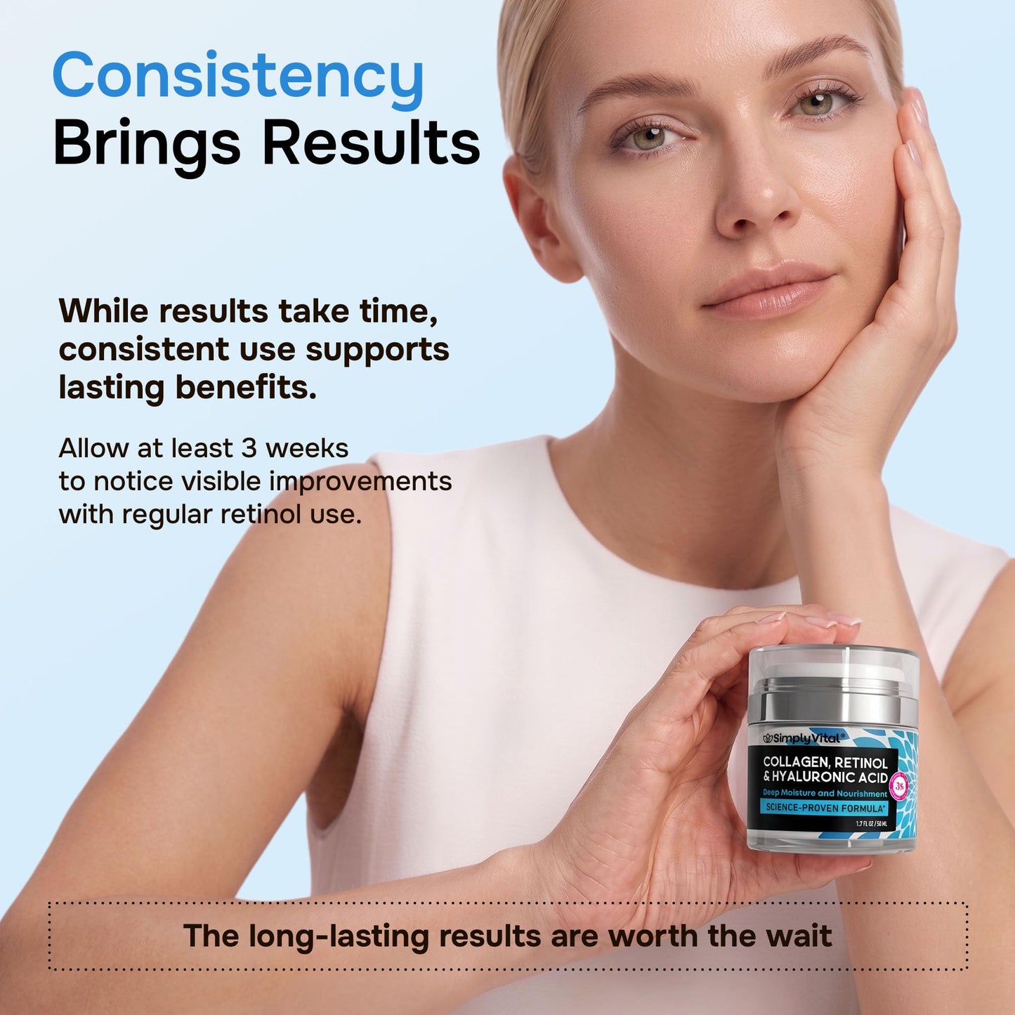 Anti-Aging Face Moisturizer with Retinol, Collagen & Hyaluronic Acid - Moisturizer Face Cream for Women & Men - Visibly Firming & Hydrating Neck Cream - Day & Night Skin Care - 1.7 fl oz (Pack of 2)
