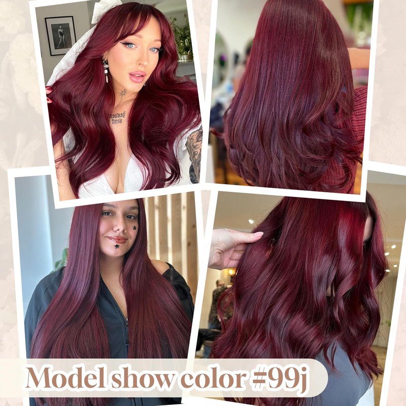 MioYio Microlink Hair Extensions Human Hair 99j Red 30g/38s/Pack 18inch Microbead Micro Loop Hair Extensions Real Human Soft and Glossy Longer Life