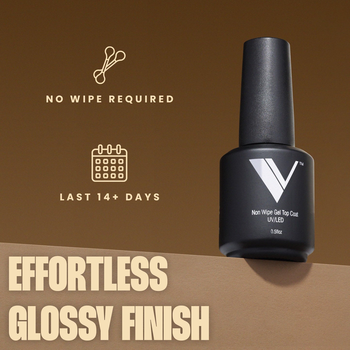 V Beauty Pure No Wipe Gel Top Coat - Long Lasting UV Top Coat Gel, 15ml