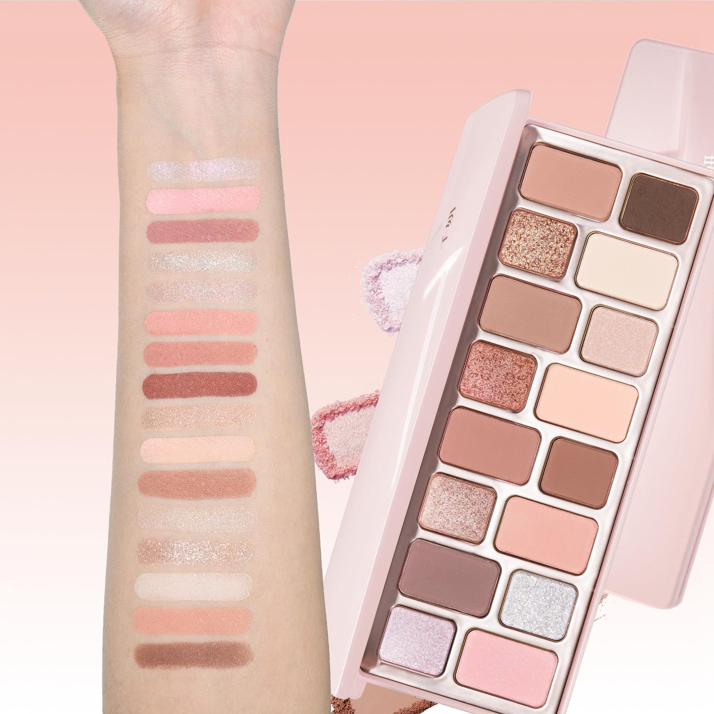 CHEERYEP 16 Color Eyeshadow Palette, Blendable with Low-Saturation Pink-Brown and Peach Nudes Palette, Sweet Aesthetic Makeup for Daily Office, Date, Parties (#06 Dear)