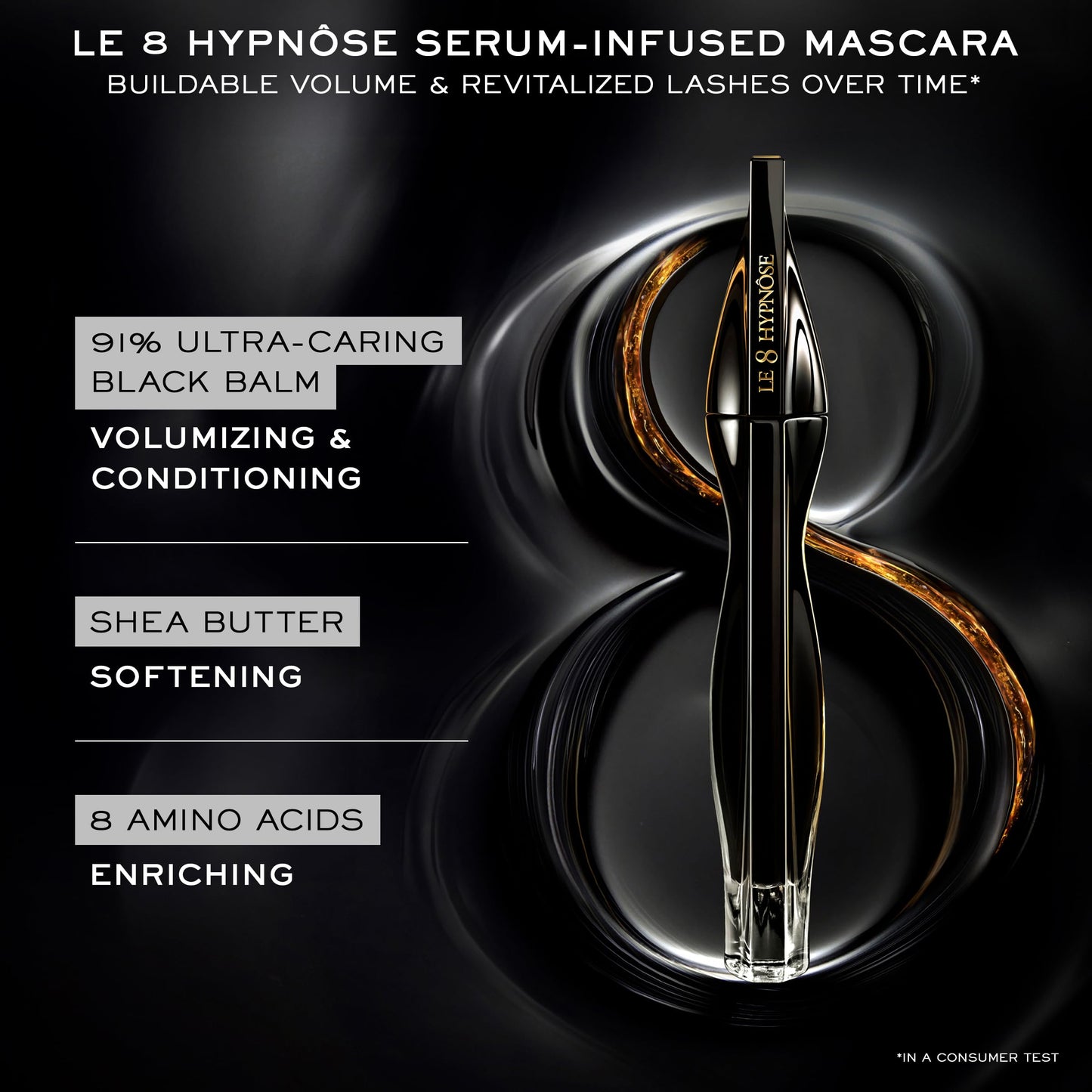 Lancôme Le 8 Hypnôse Serum-Infused Voluminizing Mascara - For Voluminized & Plush Looking Lashes - Long Lasting, Buildable & Nourishing Formula - Black