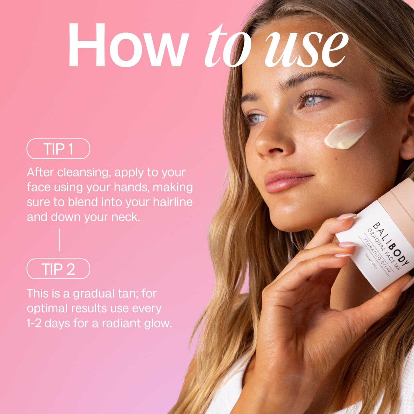 Bali Body Gradual Face Tan | Daily Facial Moisturizer for Natural Looking Gradual Bronze Glow | Anti-Aging, Hydrating Cream for All Skin Types | Vegan, Cruelty Free, Australian Made (50 ml/1.69 fl oz)