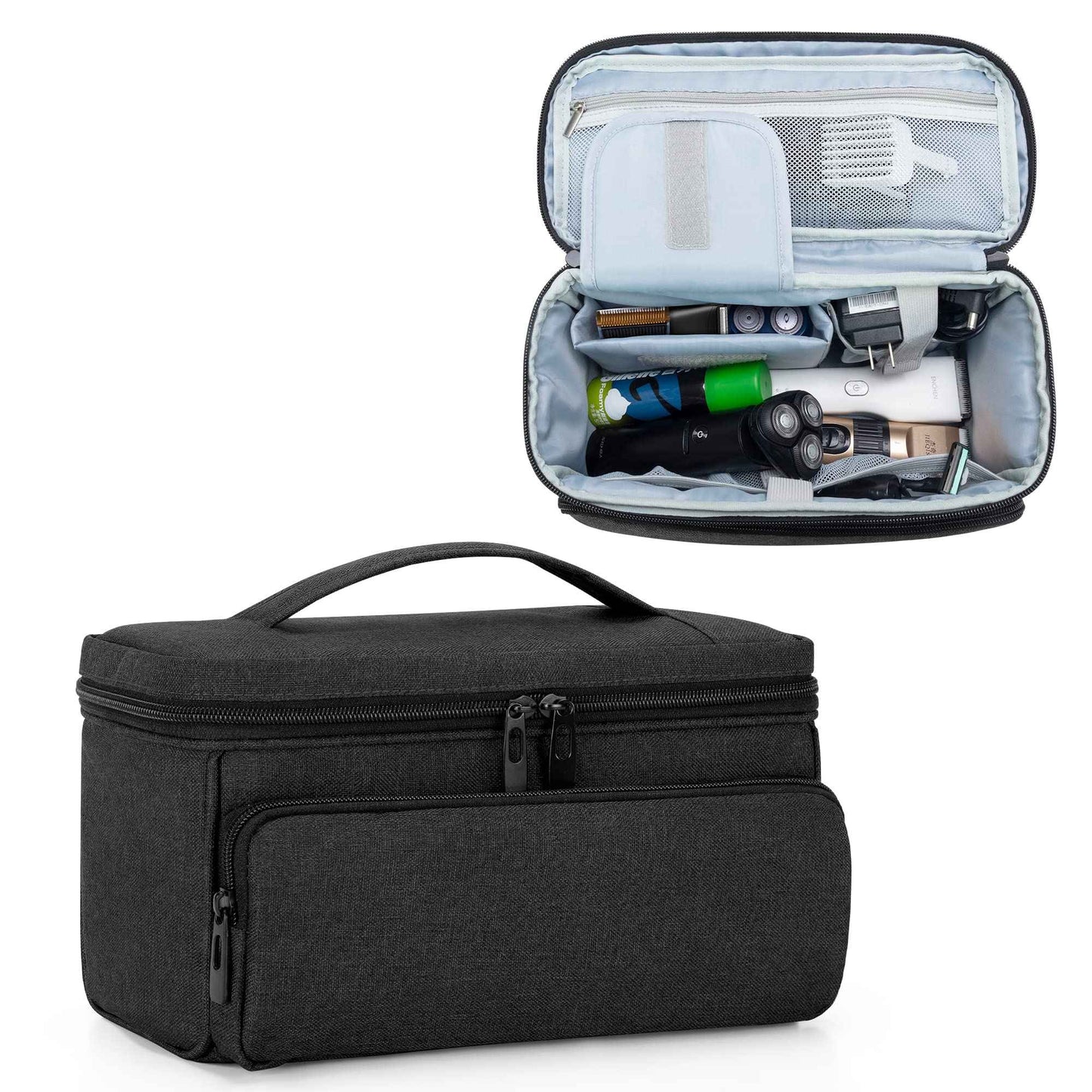 CURMIO Barber Bag for Hair Clippers, Men Grooming Travel Case for Electronic Shaver, Hair Trimmer and Hair Cutting Tools, Black, Bag Only