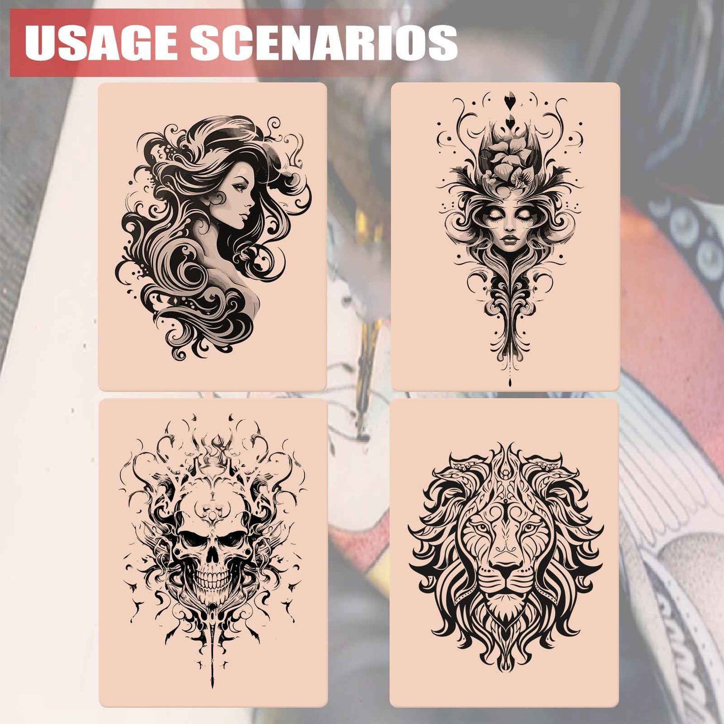 Sotica 8pcs 3mm Tattoo Practice Skins, 6x8" Fake Tattoo Skin Silicone, Realistic Color & Texture, Holds Ink Well, Double-Sided Use, Thick & Sturdy, Perfect for Tattoo Artists