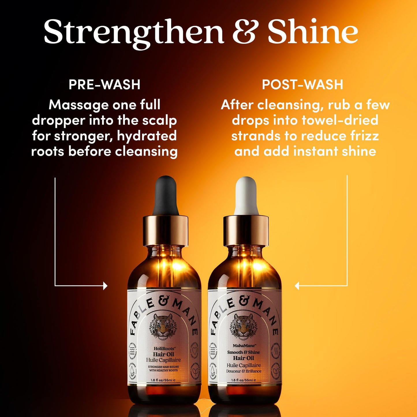 Fable and Mane MahaMane Smooth & Shine Hair Serum - Protective Oil Treatment for Dry, Damaged Hair. 1.8FL oz