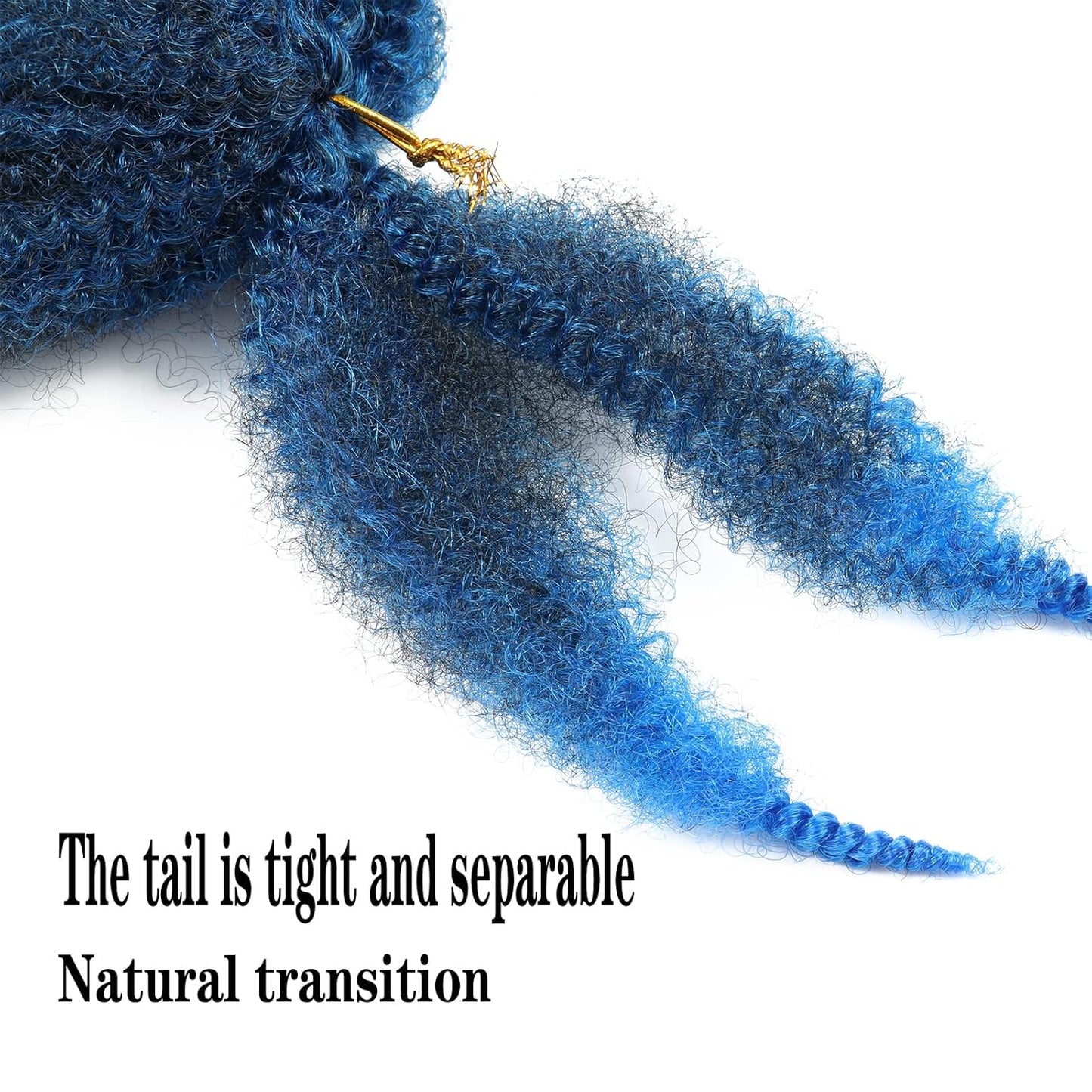 Marley Braiding Hair - 8-Inch Short Afro Kinky Twist Crochet Braids | Ombre Synthetic Fiber Extensions (1B-Blue)