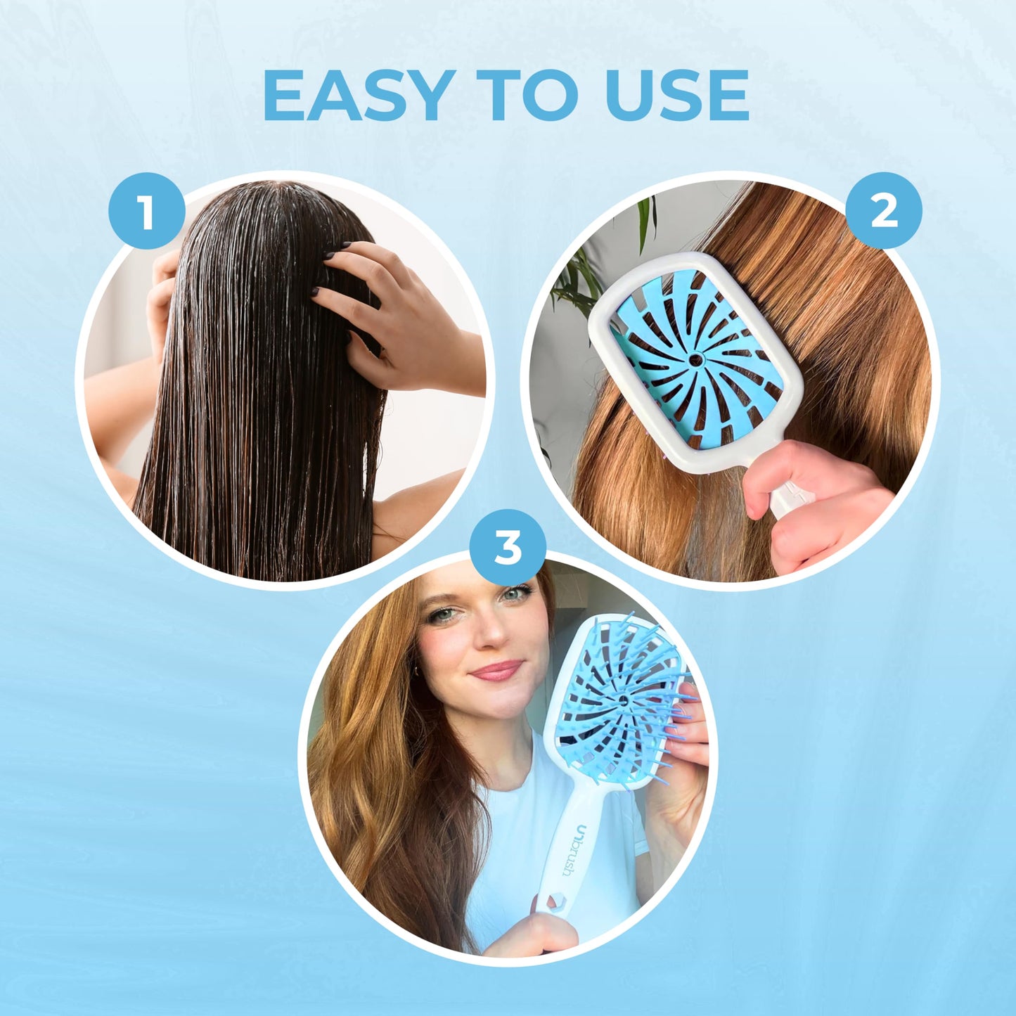 FHI Heat UNbrush Plus — Curly Hair Brush for Gentle & Effective Detangling on Wet or Dry Fragile Hair Types — Detangler Brush w/ 84 UltraFlex Bristles, Ultra-light, Vented, Anti Static Hairbrush