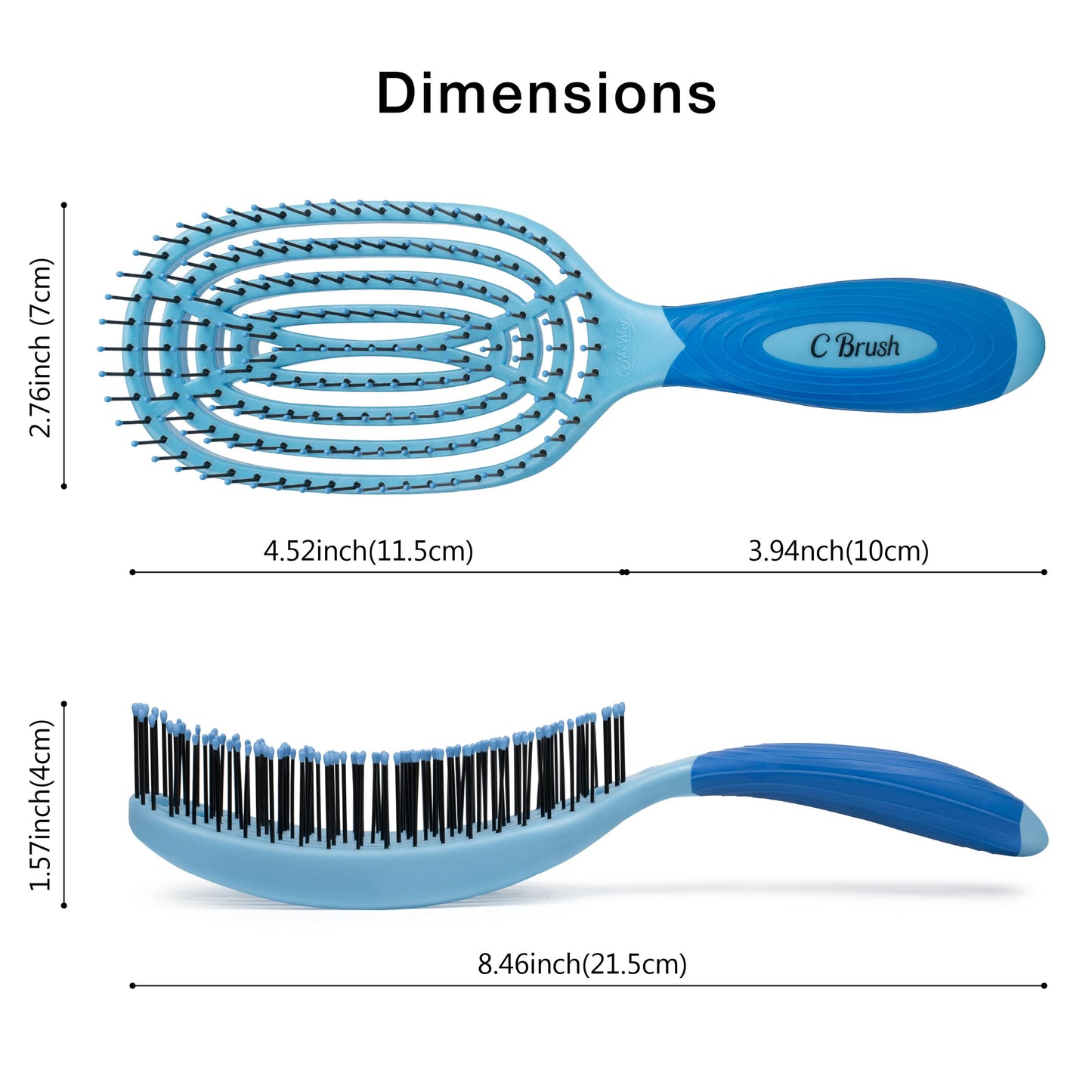 NuWay® C Brush® Scalp Care Detangling Hair Brush – Gentle Scalp Massage & Easy Detangling for Wet or Dry Hair, Everyday Hairbrush for Healthy Looking Hair (Sky Blue)