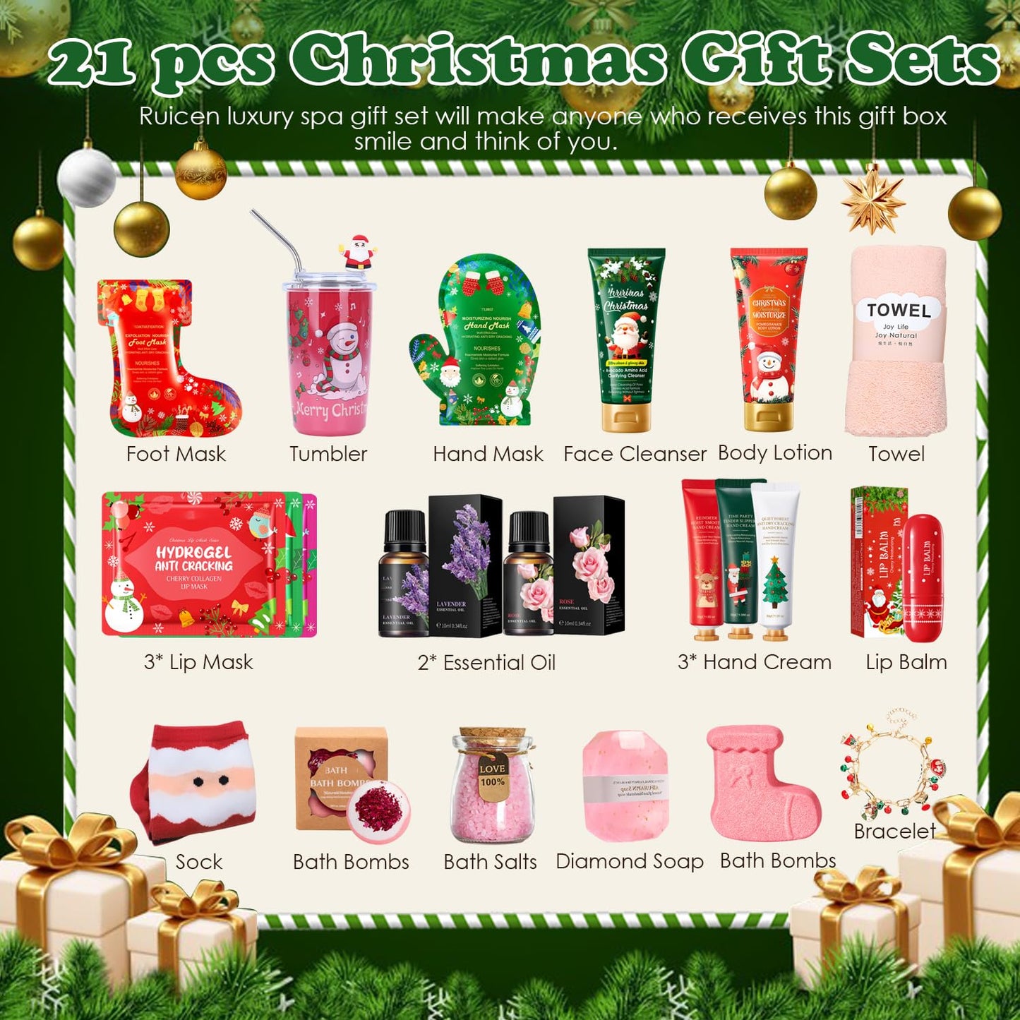 Christmas Gift Sets for Women 2025- Christmas Gift Baskets, Early Christmas Gift Ideas, Relaxing Spa Gift Baskets with Tumbler and Hand Cream for Women, Sister, Mom, Wife, Friend, Christmas Gifts