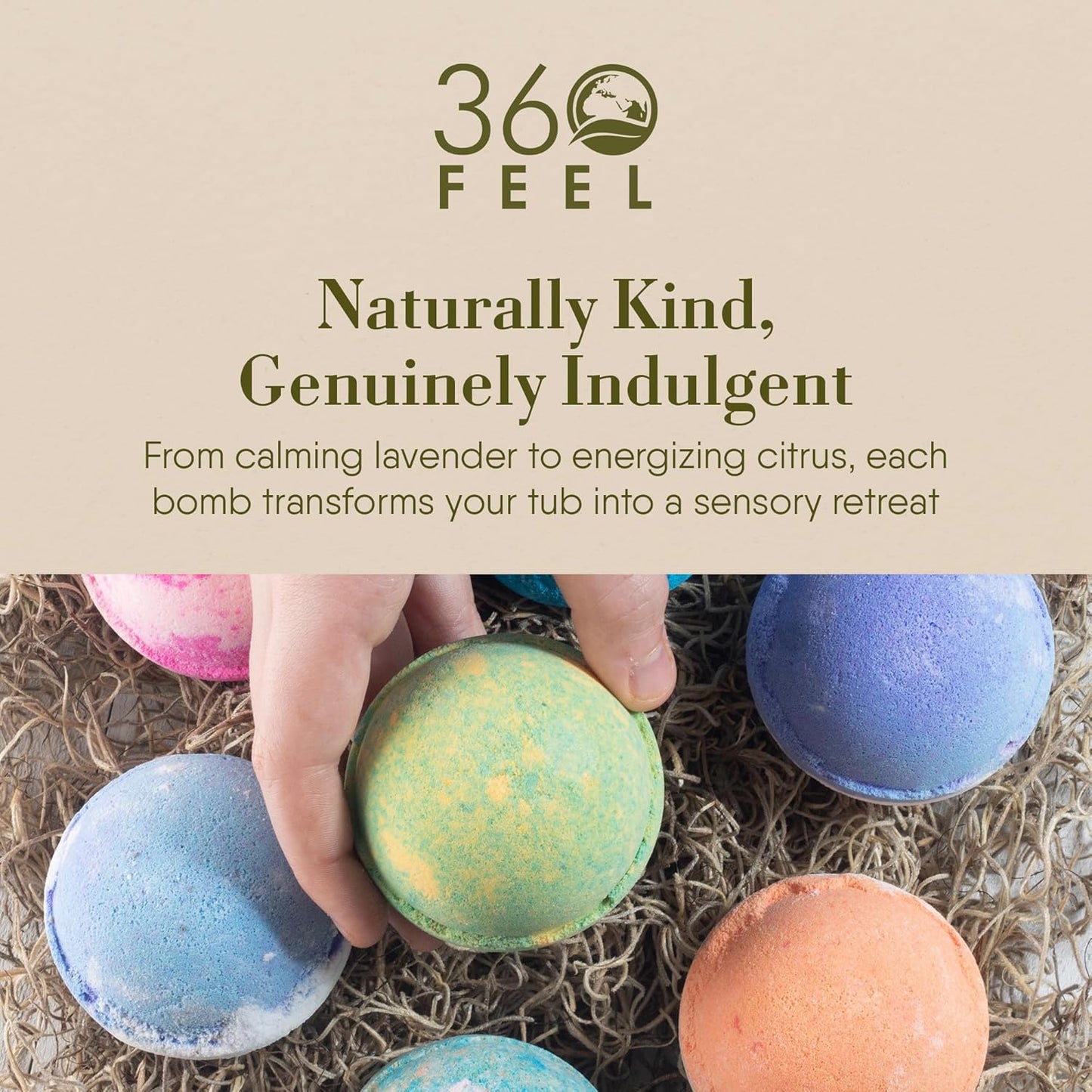 Handcrafted Bath Bombs Gift Set | Moisturizing Essential Oil Fizz - Large 10-Pack - Non-Staining & Glitter Free