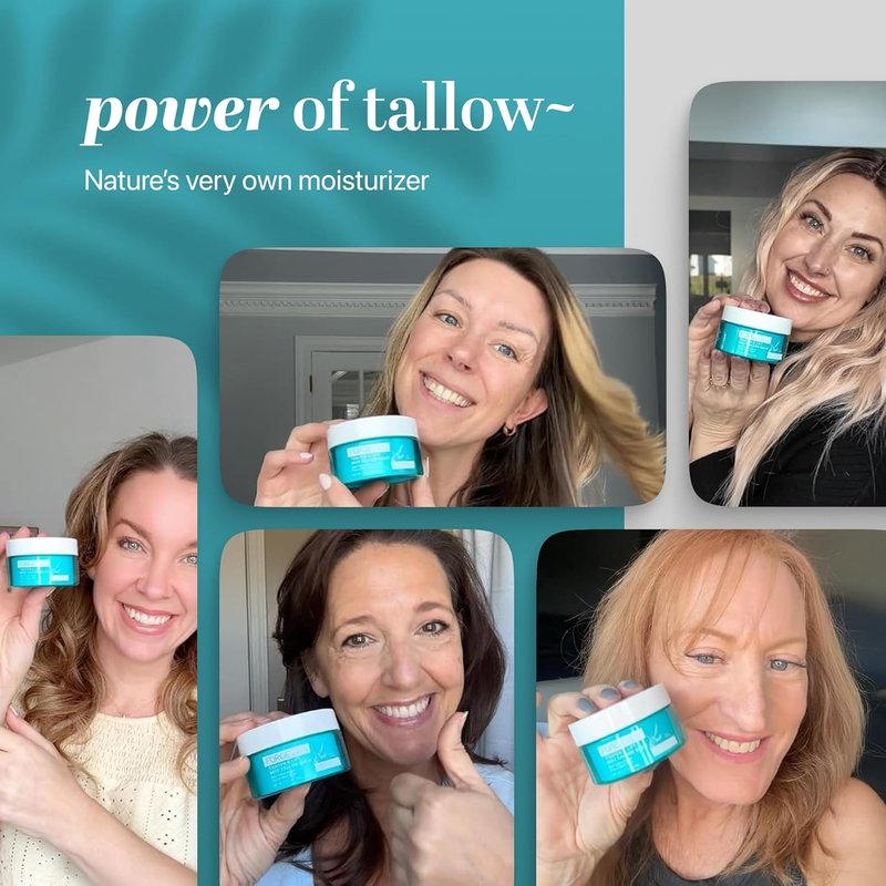 Skin Tightening & Lifting Balm for Women - Natural Beef Tallow & Honey Face Moisturizer | Hydrating Anti-Aging Cream (1.7 OZ)