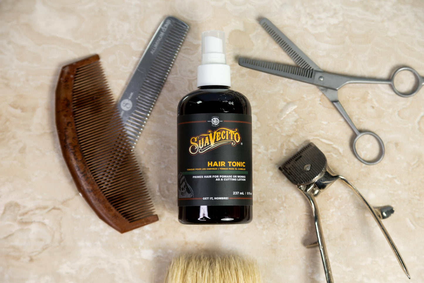 Suavecito Hair Tonic Spray 8 oz. Adds Refinement & Resilience To Hair - Combats Dryness, Buildup & Breakage - Nourishes Scalp - Alcohol Free, Paraben Free, Sulfate-Free - Rosemary, Witch Hazel