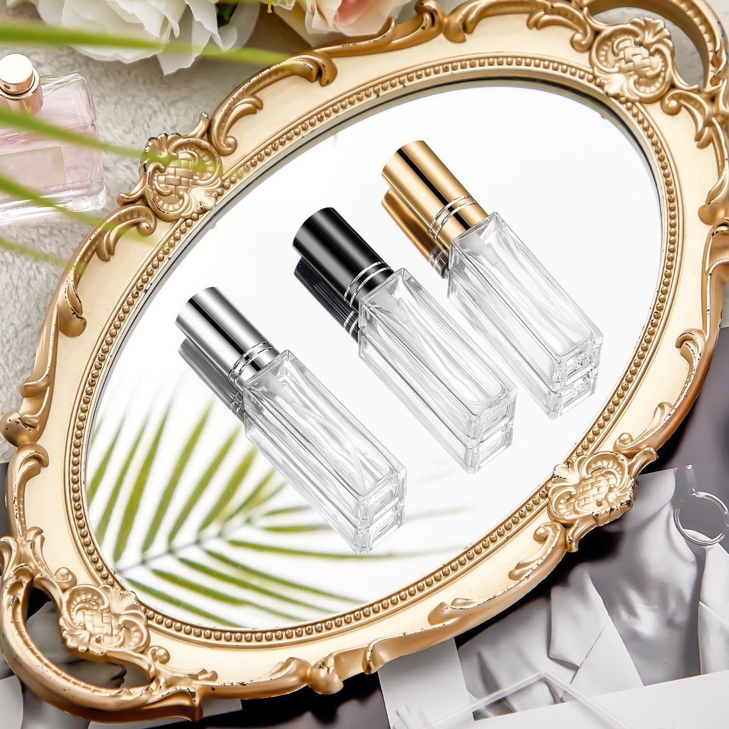 Domensi 30 Pcs 10/15/20/30 ml Perfume Travel Refillable Glass Bottles Spray Bottle Perfume Atomizer for Cologne Dispenser Leak-proof Fragrance Bottles Atomizer Pump Kit (20 ml,Gold,Silver,Black)