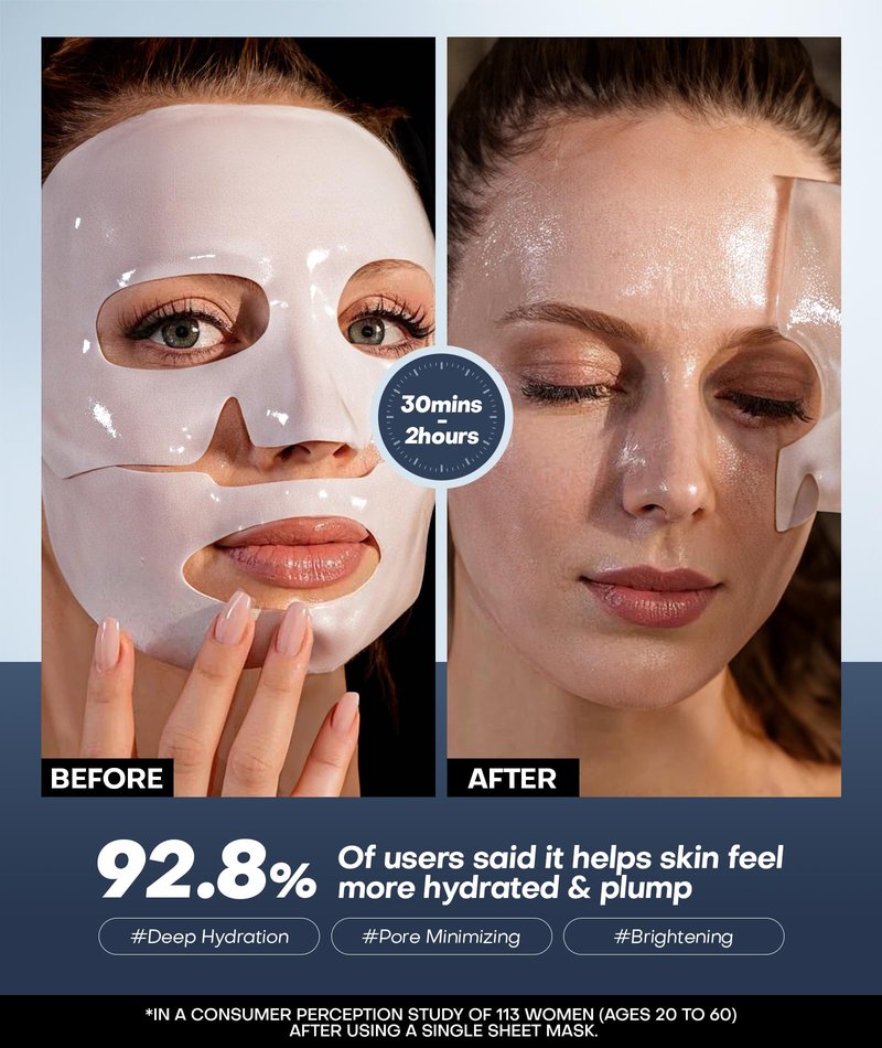 Srripo Radiant Glow Collagen Face Mask - Real Deep Overnight Face Masks Skincare with Hyaluronic Acid, Galactomyces Ferment & Vitamin E, Facial Mask for Hydrating, Firming, Plumping & Anti-Aging Flax
