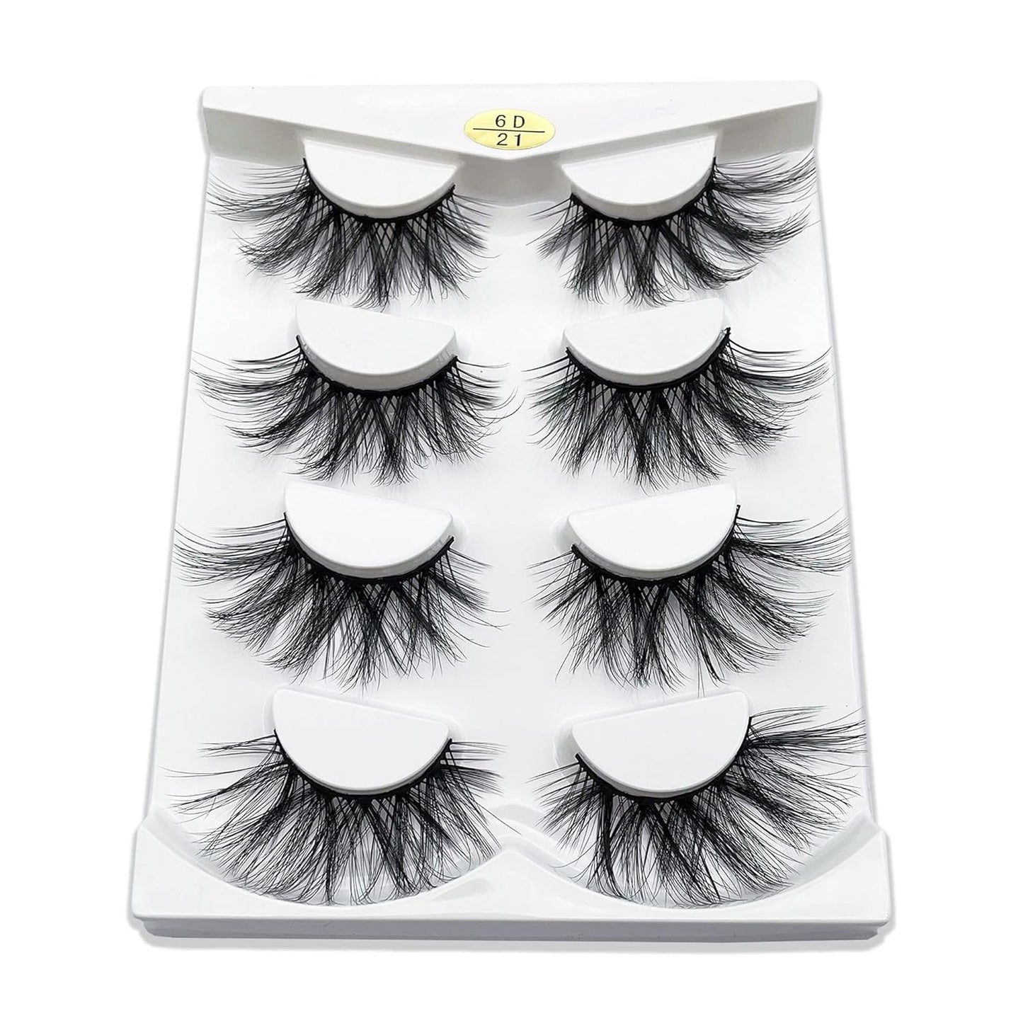 MIKIWI 25mm Lashes, Dramatic 6D Faux Mink Lashes, Fluffy Volume Eyelashes, Thick Crossed Lashes, Long Faux 25mm Mink Lashes (6D4-05)