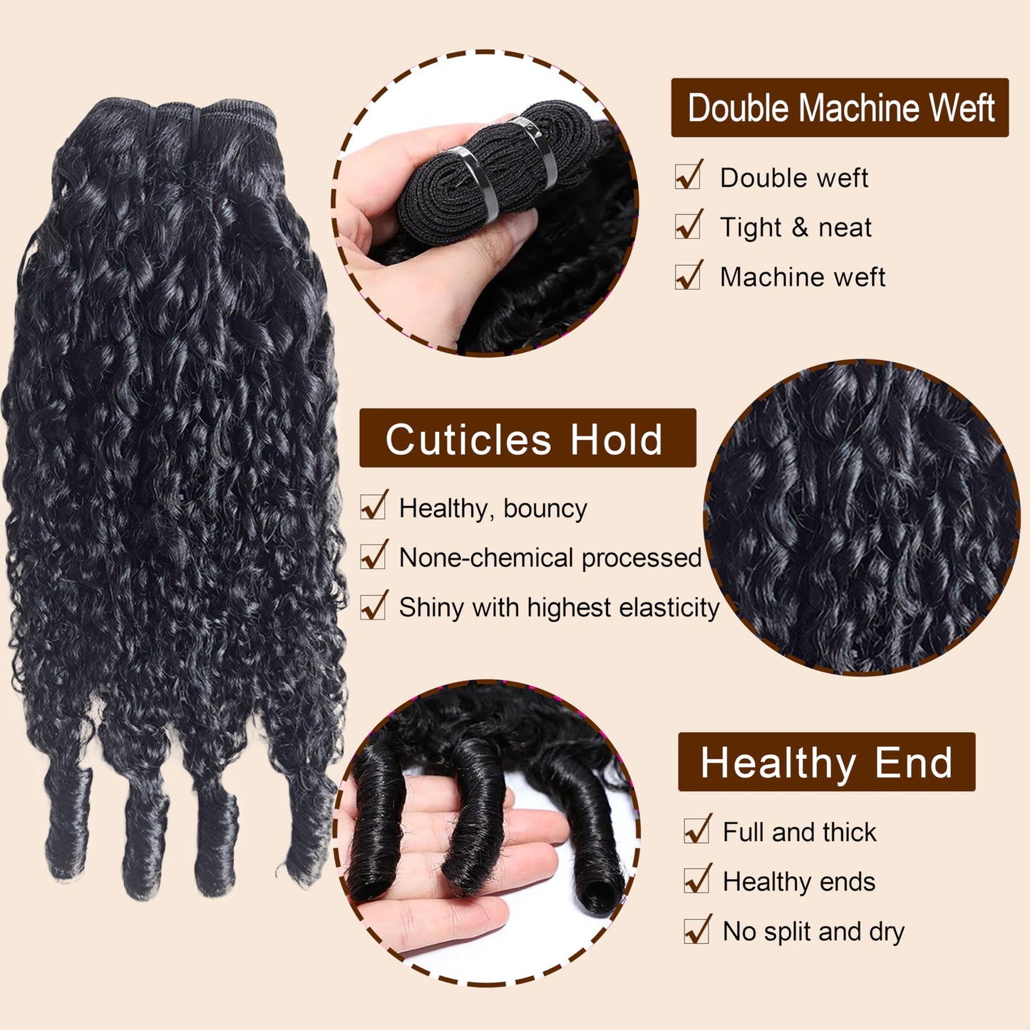 12A Burmese Curly Bundles Human Hair 16 Inch 100% Unprocessed Virgin Hair Kinky Curly Bundles Water Wave Human Hair Bundles for Women
