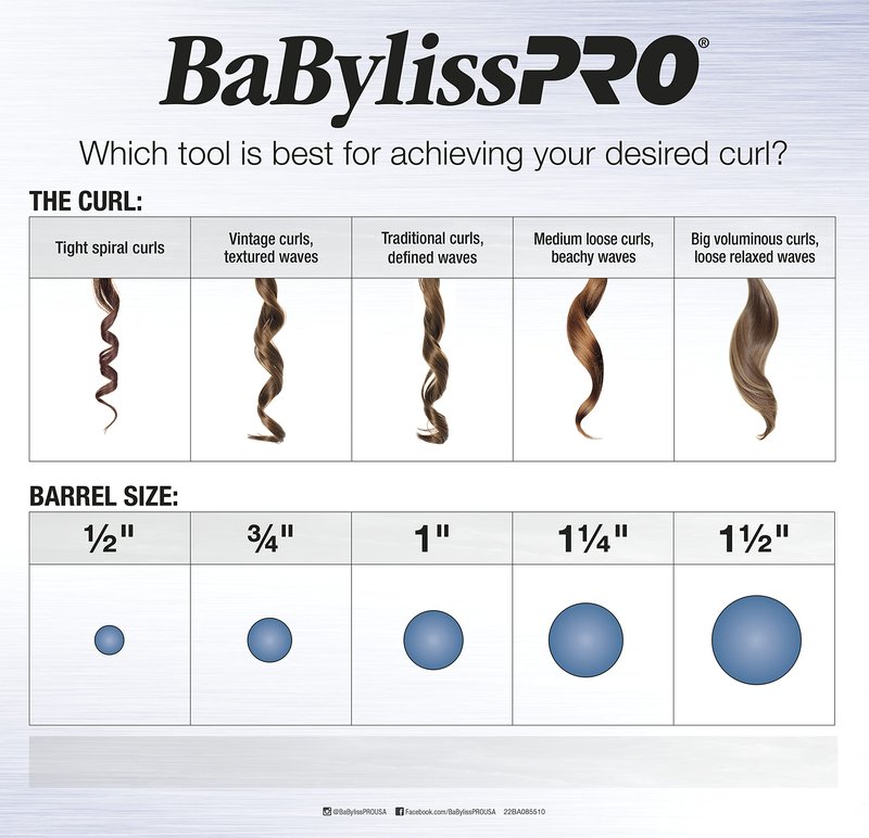 BaBylissPRO Porcelain Ceramic 1 1/4 Inch Curling Iron, Hair Styling Tools & Appliances, BP125S