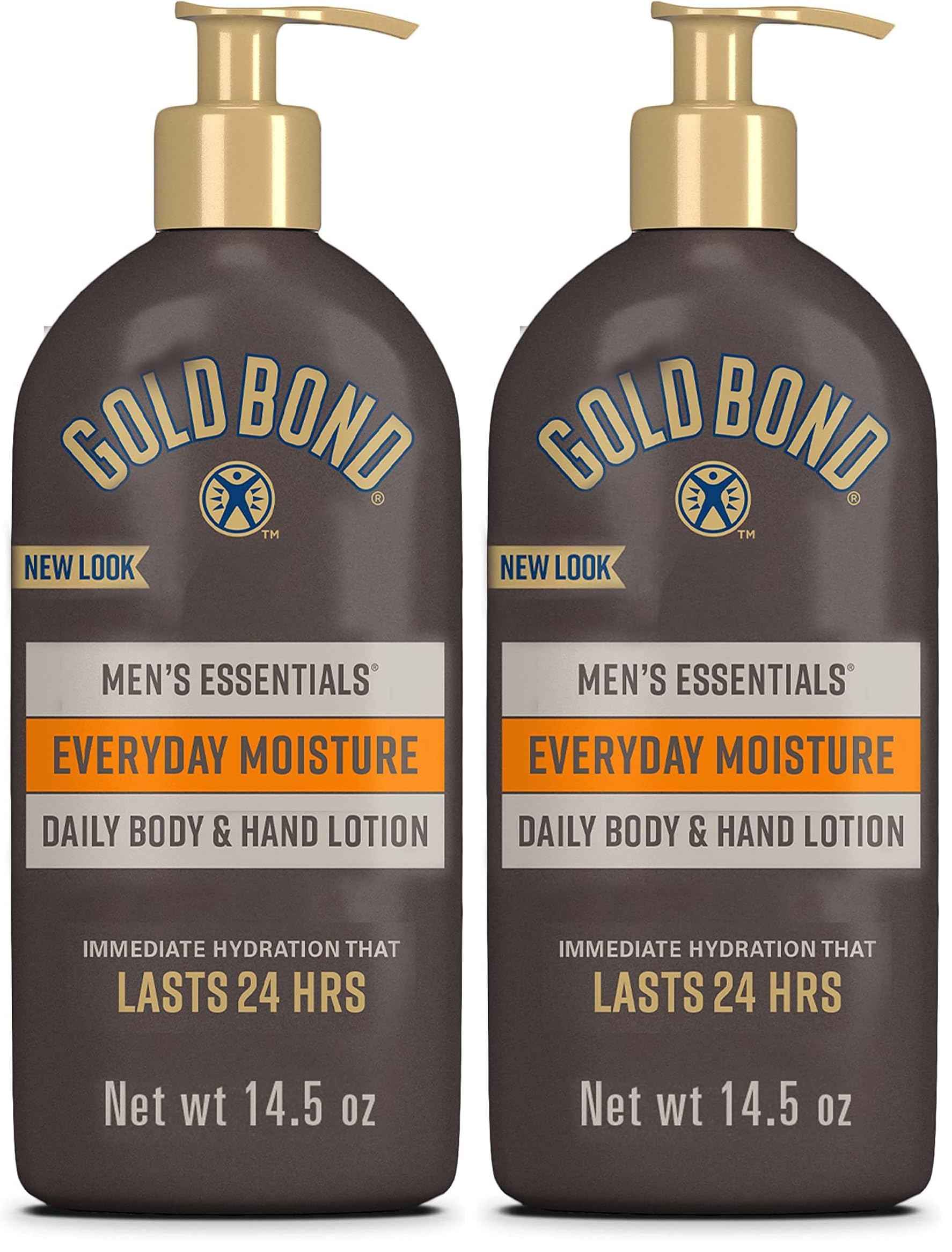 Gold Bond Men's Essentials Everyday Moisture Daily Body & Hand Lotion, 14.5 oz., With Vitamin C (Pack of 2)