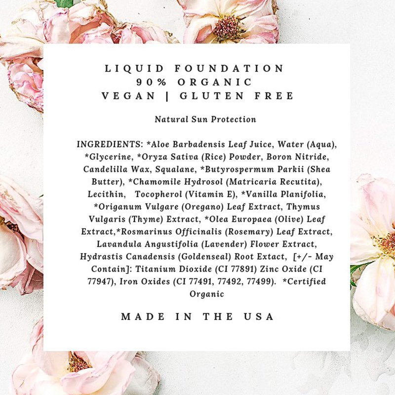 Mom's Secret 100% Natural Foundation, Organic, Vegan, Aloe Based, Natural Sun Protection, Gluten Free, Cruelty Free, Made in the USA, 1FL Oz. (Cashew - A Neutral Light/Medium)