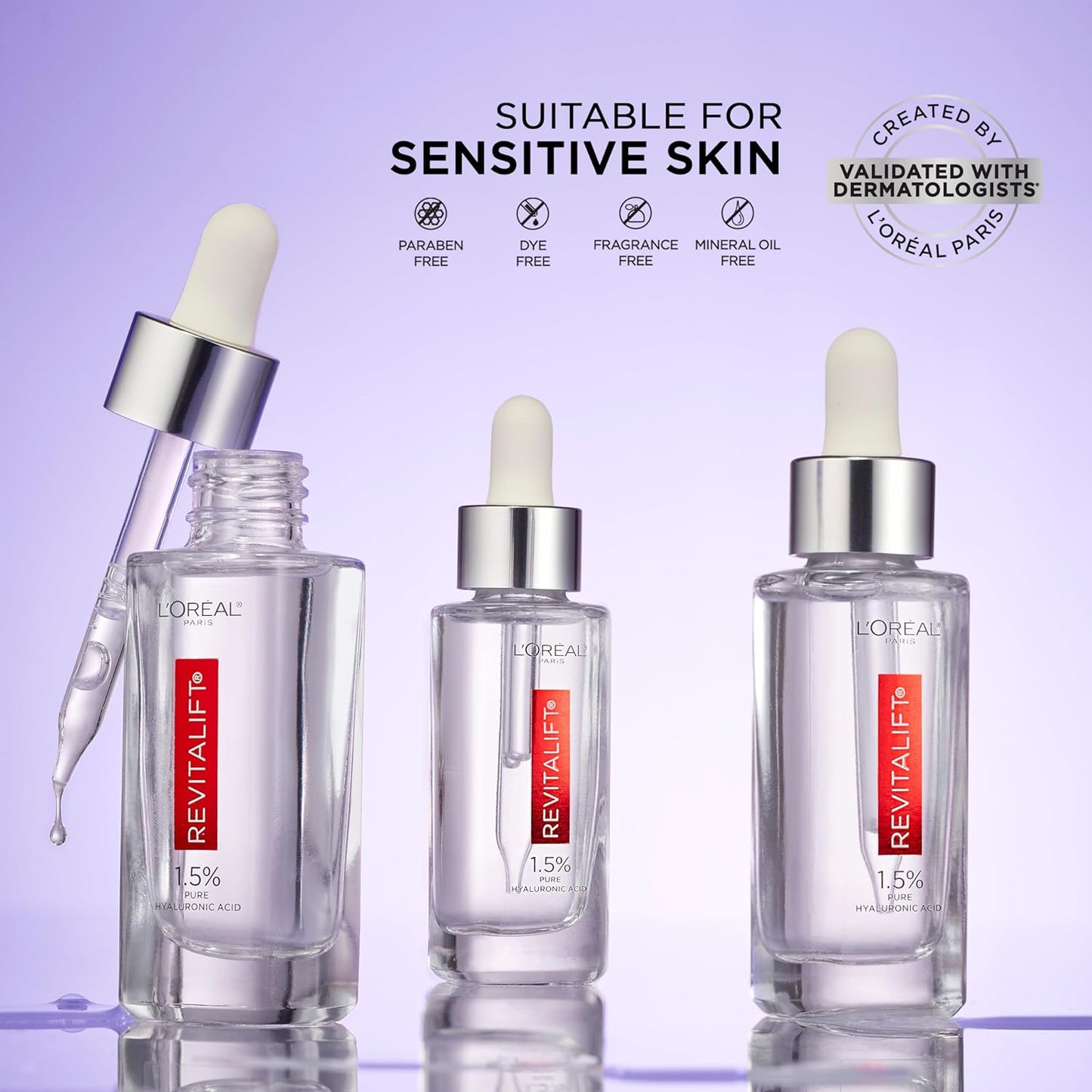 L'Oreal Paris Revitalift Hyaluronic Acid Face Serum - Hydrate & Reduce Wrinkles | Fragrance-Free 1.7 oz