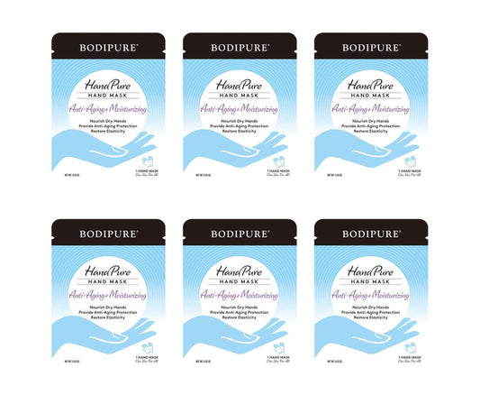 Bodipure HandPure Hand Repair & Anti-Aging Hand Mask – 20-Minute Moisturizing Gloves for Dry, Cracked Hands, Softens Cuticles, Paraben-Free, With Natural Botanical Ingredients (6 Packs)
