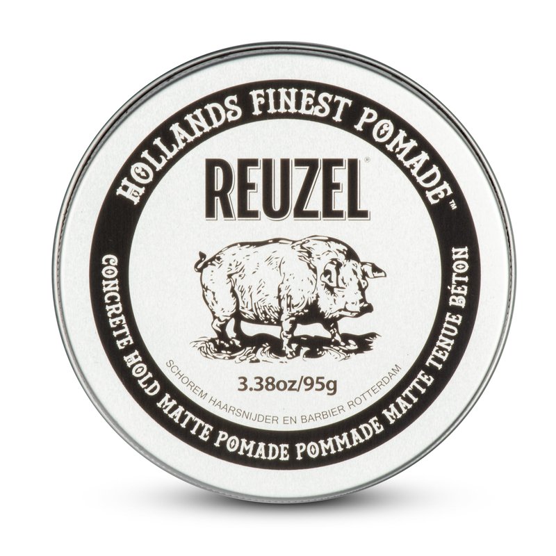 REUZEL Concrete Matte Pomade, Strong All Day Hold, Water Soluble Styling, Matte Finish and Flake Free, Easy To Wash Out, For All Hair Types