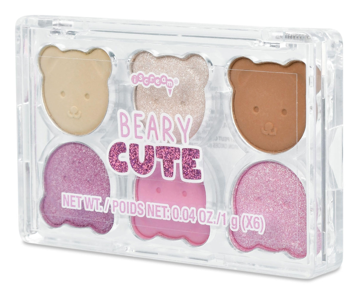 iscream Beary Cute Soft Shades Glitter and Matte Eyeshadow Palette, Pinks and Neutrals