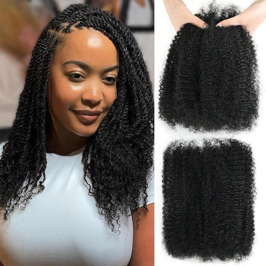 Afro Kinky Bulk Human Hair, Bulk Hair for Mini Twist Braiding Crochet Dreadlocks Loc Extensions, Natural Kinkys Curly Bulk Hair Bundles