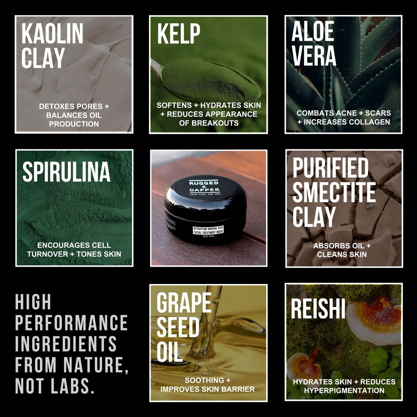 RUGGED & DAPPER - Premium Face Mask for Men - Deep Pore Cleansing Treatment - with Kaolin Clay - 5.5 Oz