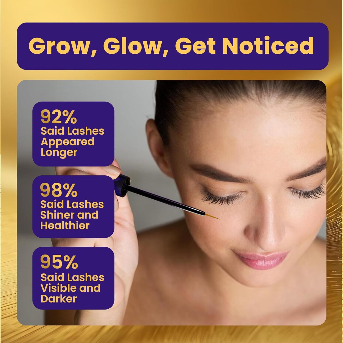 Eyelash Growth Serum - Prostaglandin-Free Formula for Thicker, Longer Lashes | Vegan & Cruelty-Free, 3ml, 90-Day Supply