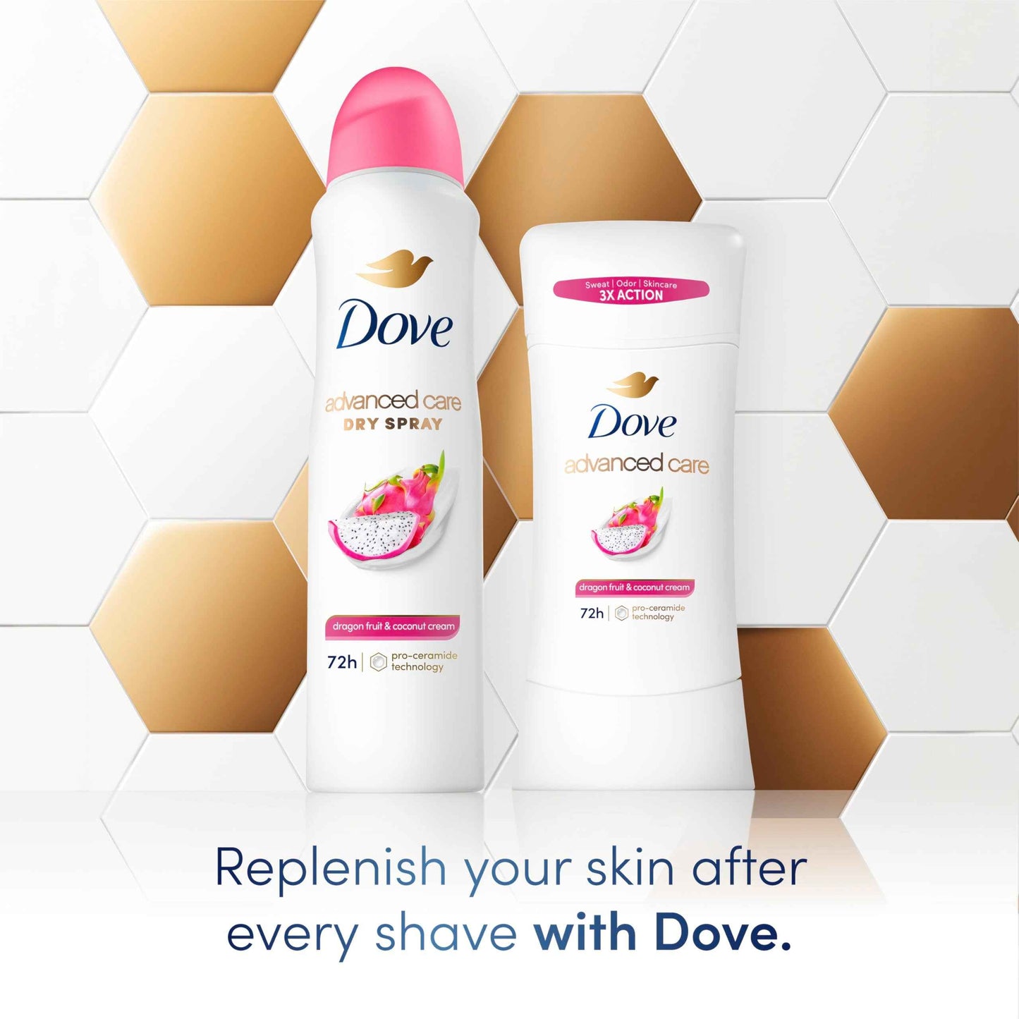 Dove Advanced Care Antiperspirant Deodorant for Women Dragon Fruit & Coconut Cream 3 pack 72 hour sweat and odor protection 2.6 oz