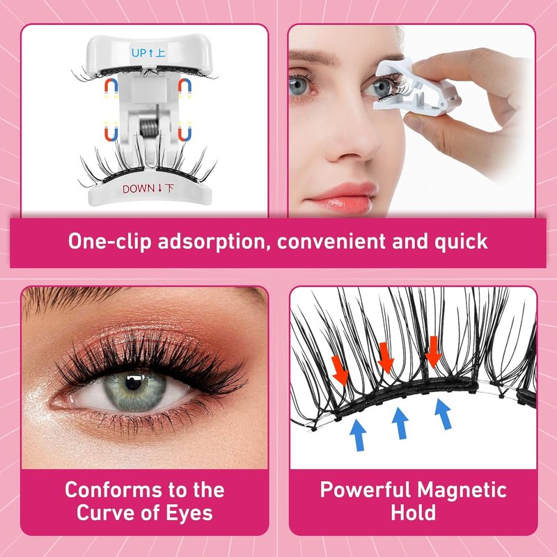 Magnetic Eyelashes - Soft Reusable Lashes with Applicator | Waterproof & Easy to Wear (1 Pair, Frisky)