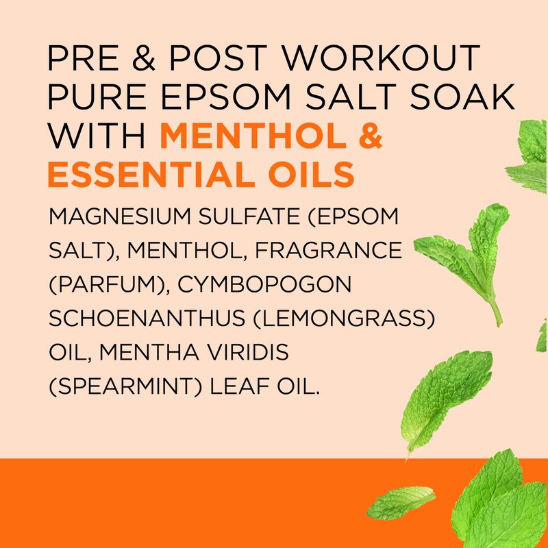 Dr Teal's Epsom Salt Magnesium Soak, Pre & Post Workout with Menthol & Essential Oils, 3 lbs (Pack of 4)