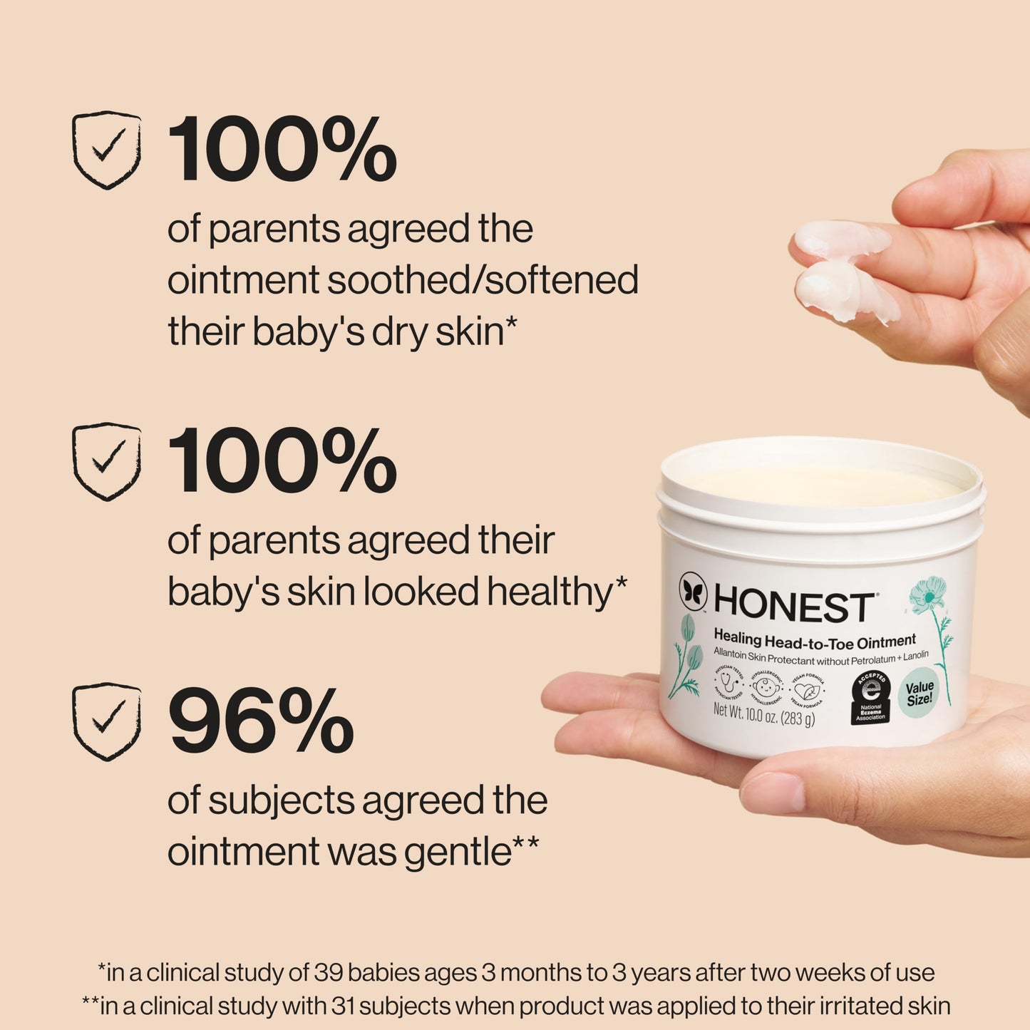 The Honest Company Head-to-Toe Healing Ointment, Multi-Purpose Baby Balm, Hypoallergenic, Fragrance-Free, Vegan, 10 oz