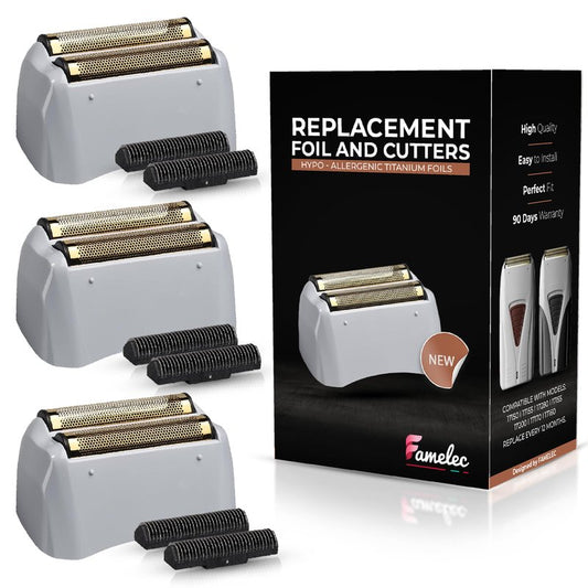 FAMELEC Replacement Heads for Andis Shaver Pro-Foil & Lithium - Super Soft Gold Titanium Cutters for Andis Foil Shaver Replacement TS1 17150 17235 17220 TS2 17200, Compatible with Razor Blades