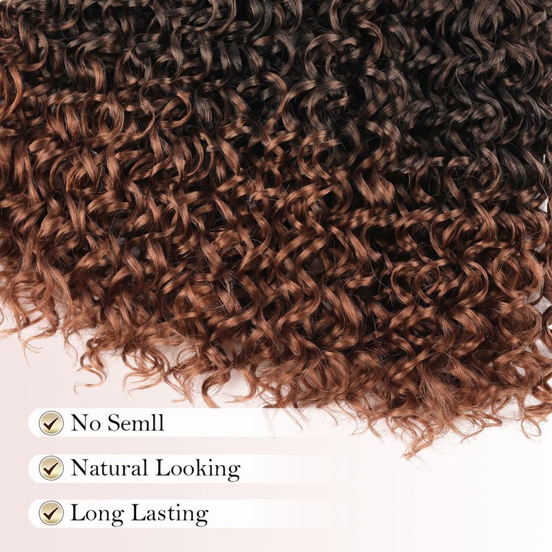 8 Packs 18 inch GoGo Curl Crochet Hair for Black Women Water Wave Curly Crochet Braiding Hair Ocean Wave Beach Curl Wavy Crochet Hair Extensions (Pack of 8, Ombre Brown)