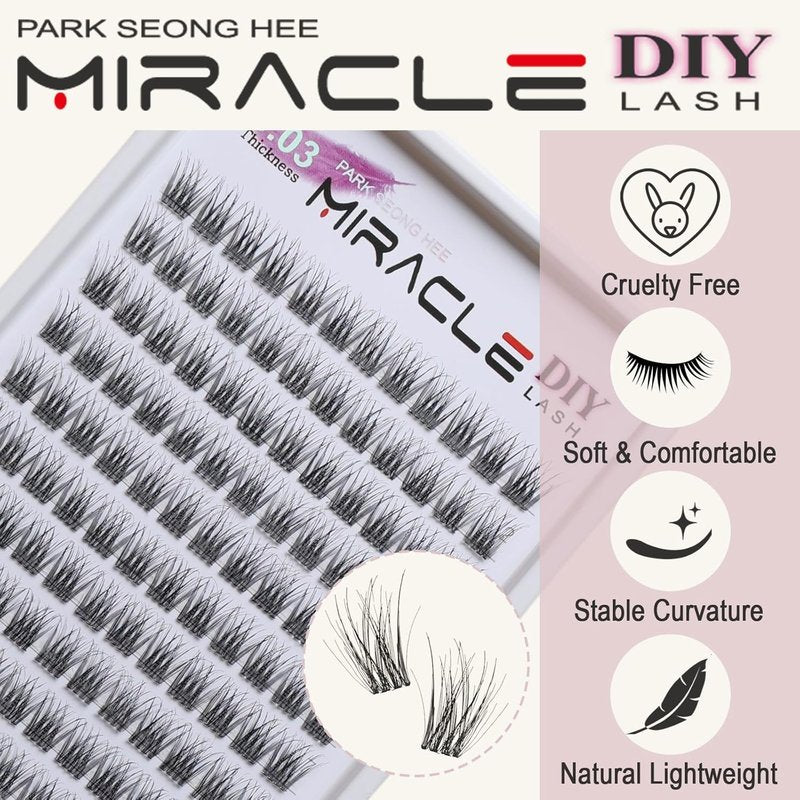 Miracle Lash DIY False Eyelashes - Lengthening Wisps 9mm-16mm | Contact Lens Friendly, Reusable Black Strip Lashes
