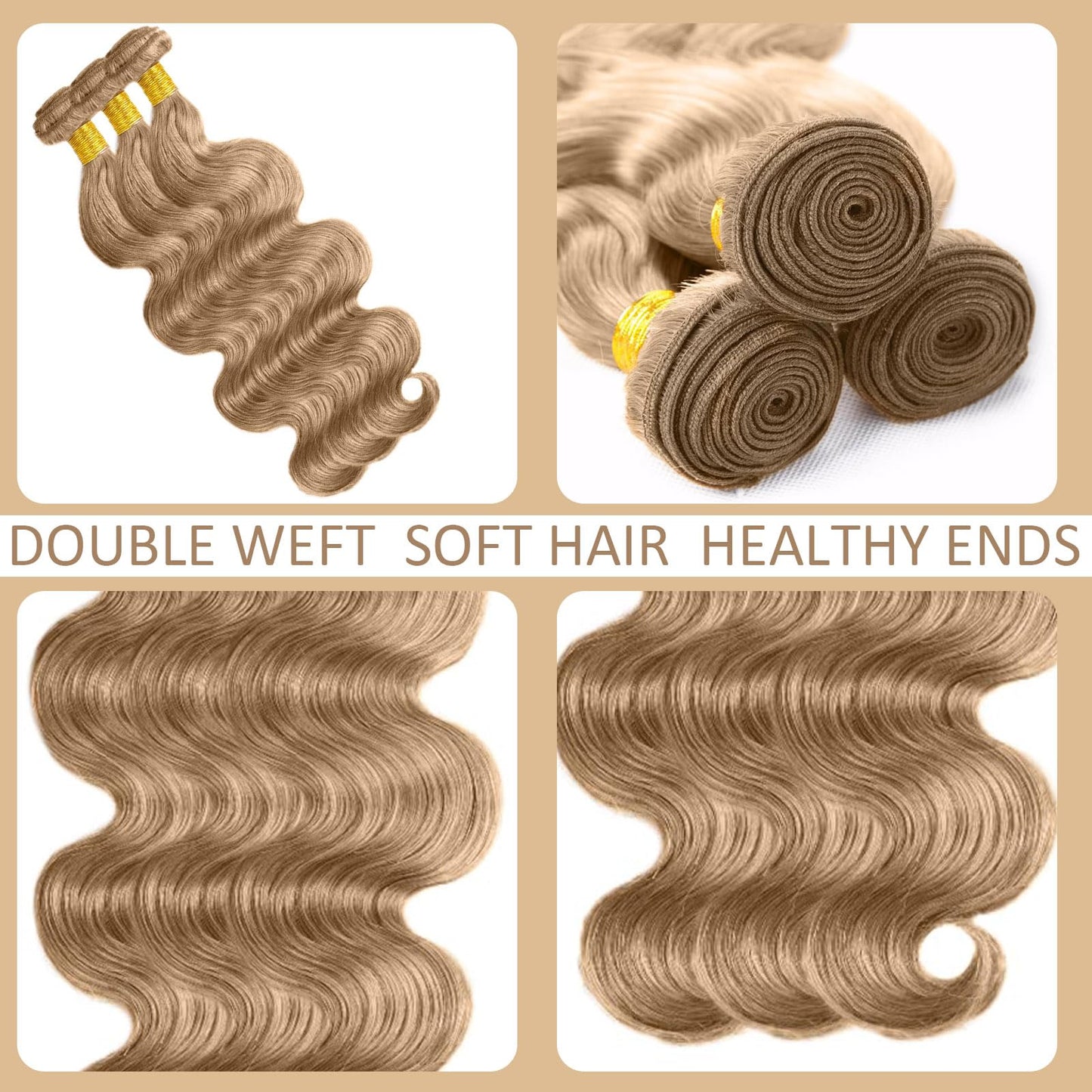 Habiliana Bundles Human Hair 08 10 12 Inch P1B/27 Human Hair Bundles 12A Unprocessed Brazilian Virgin Quick Weave Hair Extensions for Black Women