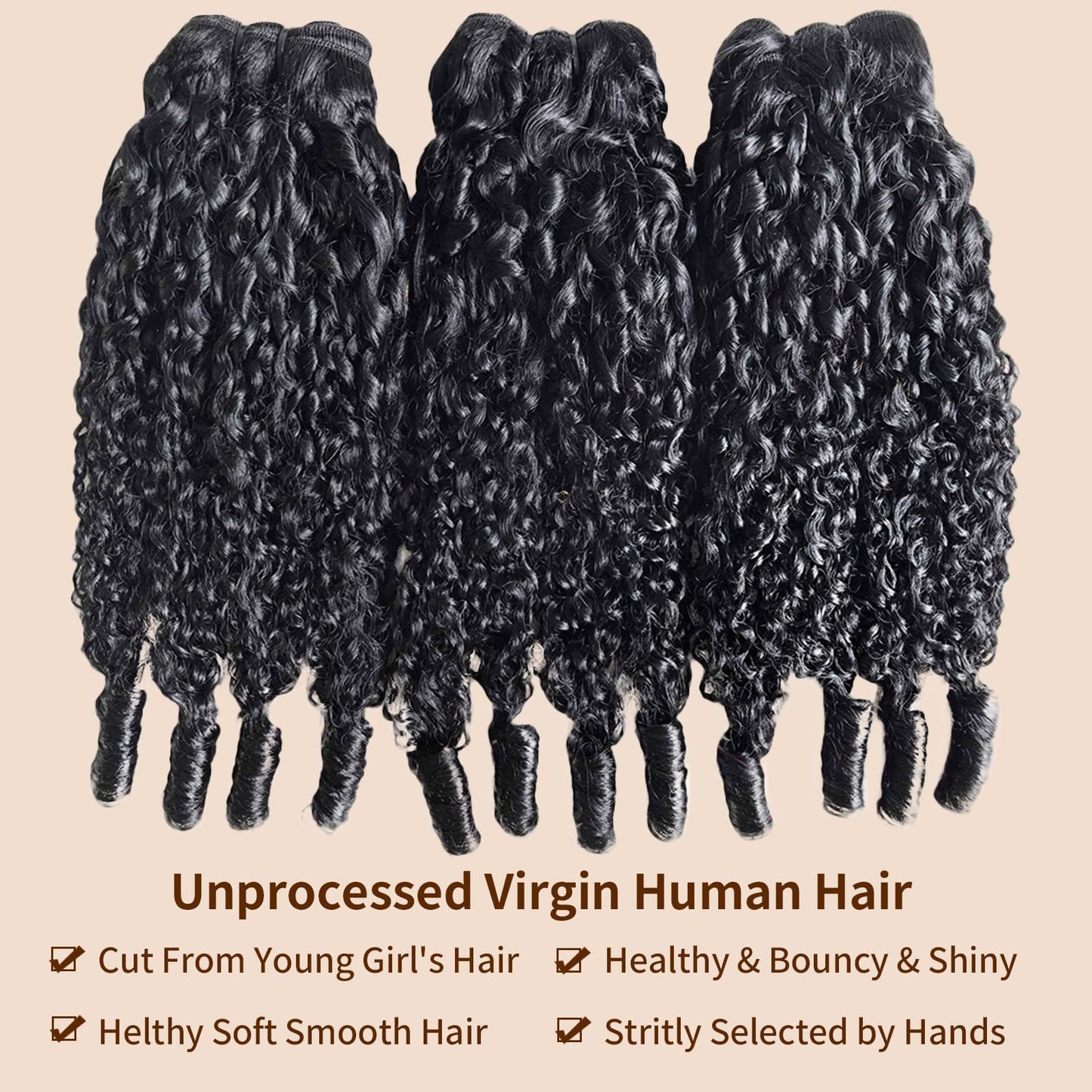 12A Burmese Curly Bundles Human Hair 16 Inch 100% Unprocessed Virgin Hair Kinky Curly Bundles Water Wave Human Hair Bundles for Women