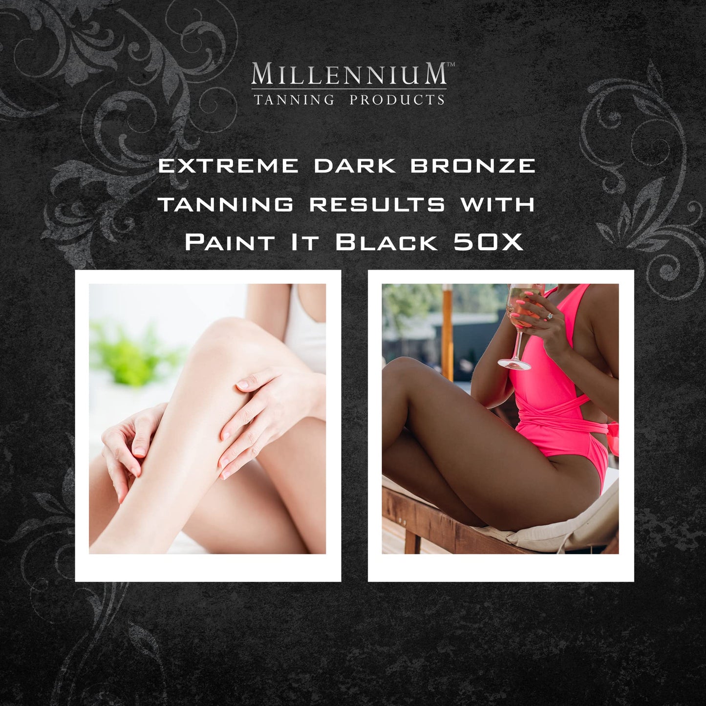 Millennium Tanning Paint It Black 50X Dark Tanning Lotion Accelerator for Indoor Tanning Beds & Outdoor Sun Tan with Bronzer, 13.5 fl. oz.