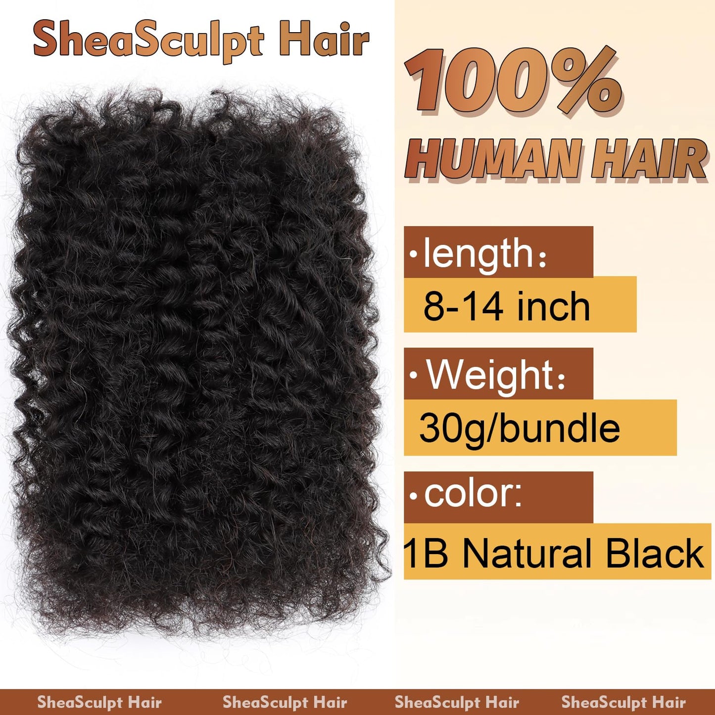 Afro Kinkys Bulk Human Hair 3 Bundles 90 Gram For Twists Braiding Dreadlock Extensions Create Repair Braid Micro Twist Human Hair Bundles Bulks Locs Extensions 1B Natural Black 8+8+8 30g/bundle