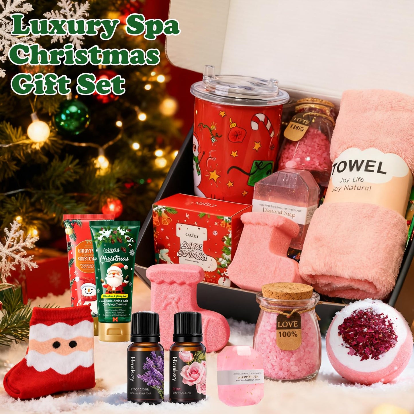 Christmas Gift Sets for Women 2025- Christmas Gift Baskets, Early Christmas Gift Ideas, Relaxing Spa Gift Baskets with Tumbler and Hand Cream for Women, Sister, Mom, Wife, Friend, Christmas Gifts