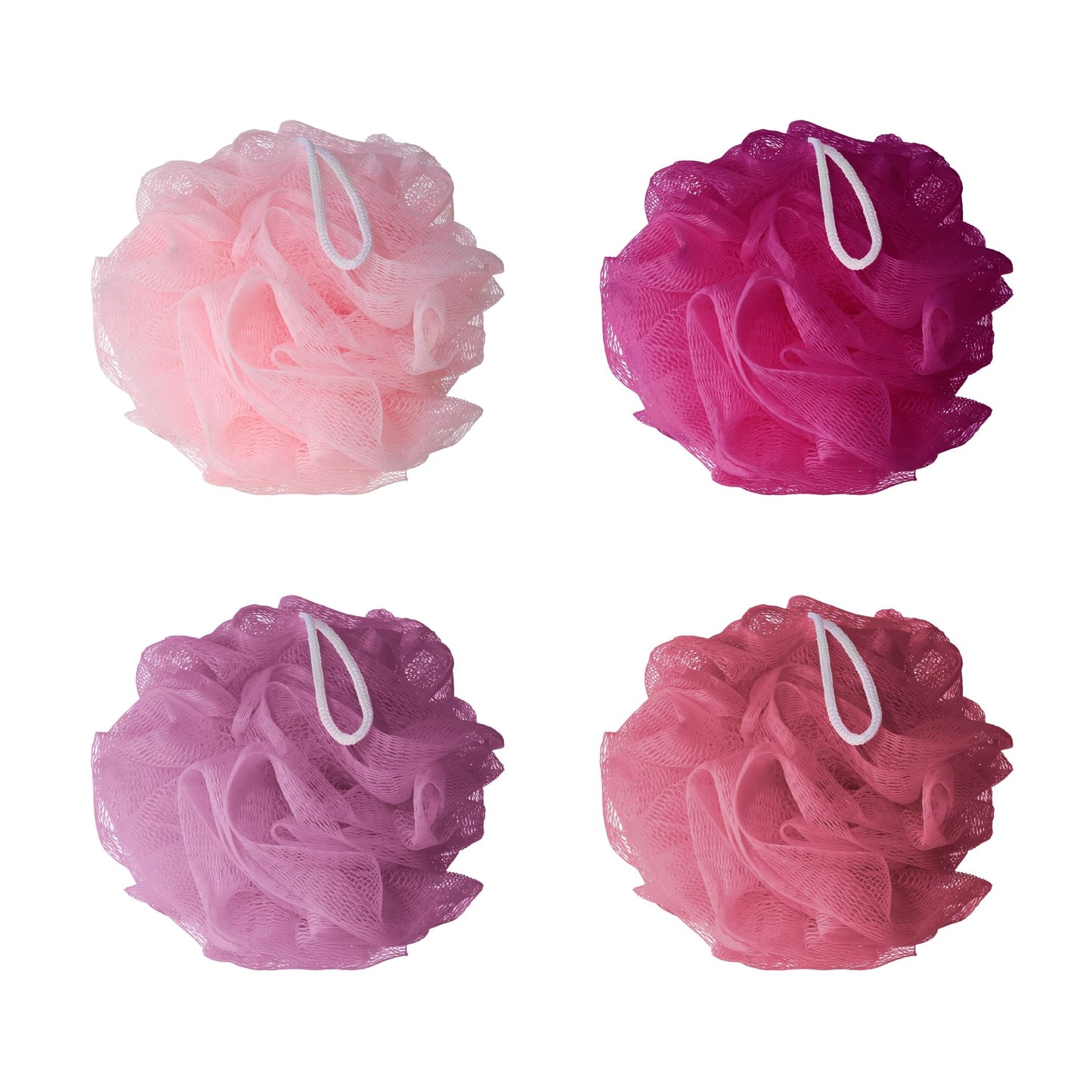 Bliss Exfoliating Shower Pouf Sponges, Colorful Loofah Body Sponges for Bath and Shower - 4 Pack
