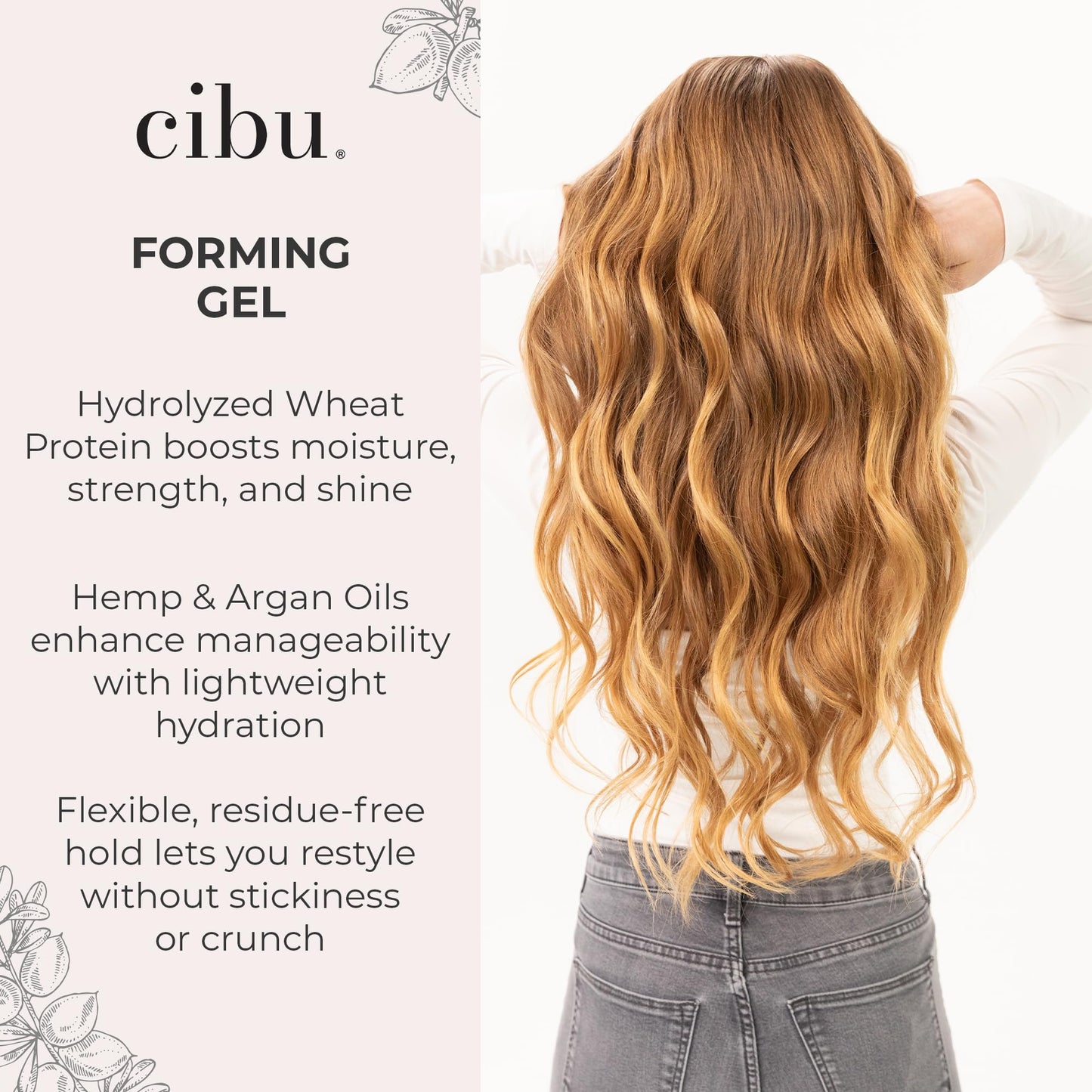 CIBU Forming Gel - No Flake Hair Gel for Men and Women - Alcohol and Fragrance Free - Extra Hold - Hydrolyzed Wheat Protein Hemp and Argan Seed Oils - 8oz