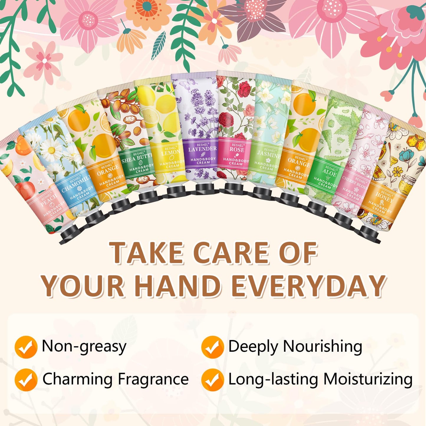BESNEL 120 Pack Hand Cream Gift Set For Women, Teacher Appreciation Gifts, Mini Hand Lotion Travel Size in Bulk for Dry Cracked Hands, Graduation Gifts, Birthday Gift, Bridesmaid Gift,Party Favors