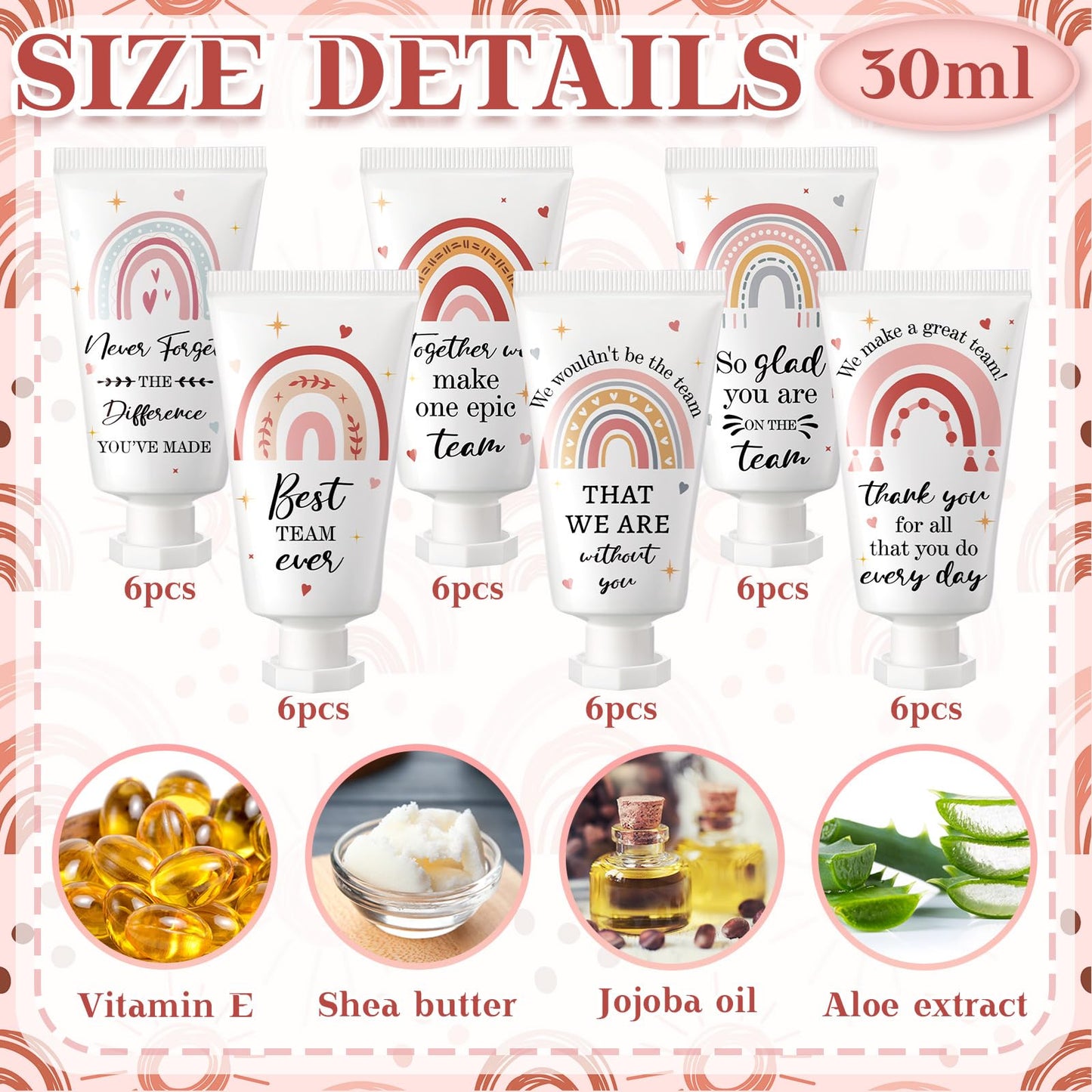 Sacubee 36 Pack American Teachers' Day Employee Appreciation Team Gifts Bulk Travel Size Hand Cream Inspirational Thank You Gifts Small Hand Lotions for Women Mothers Day Crna Nurse Employees Staff
