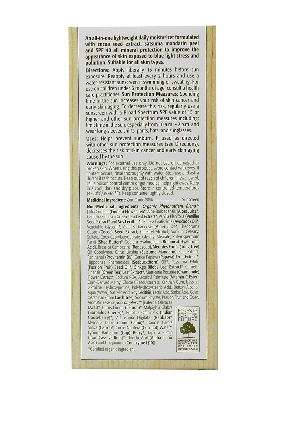Eminence Lilikoi Daily Defense Moisturizer SPF 40 - Hydrating Vanilla Formula | 2 Fl Oz