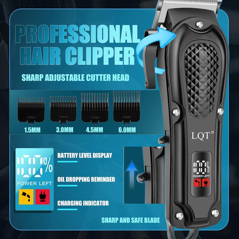 Professional Hair Clippers for Men - Rechargeable Cordless Beard Trimmer & Nose Hair Trimmer | Perfect Gift for Dad, Husband, Son