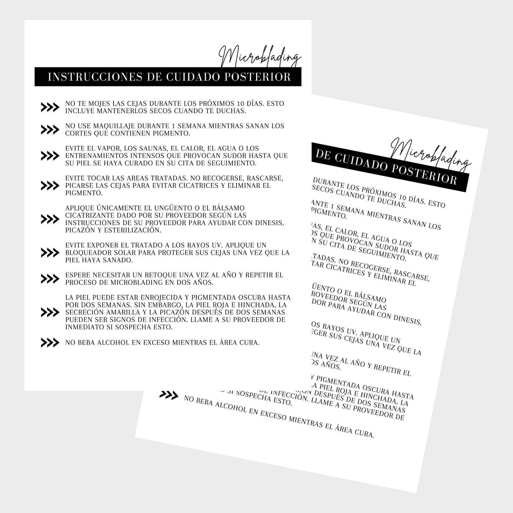 Spanish Microblading Intake, Consent, and Aftercare Form | 75 Pack | 8.5 x 11" A1 Forms | Clients Signature | Consent Forms for Microblading | Clients Signature | Minimalist Design