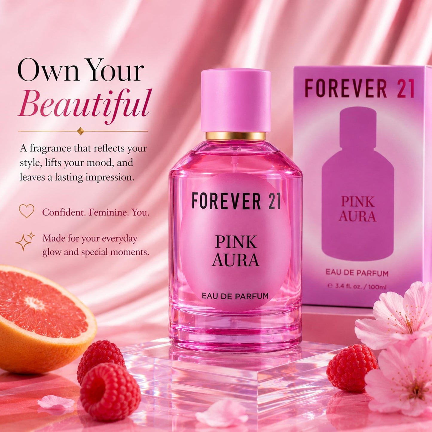 Pink Aura Eau de Parfum 3.4 fl. oz. for Her, by Forever 21
